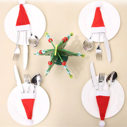 10PC Tableware Holder Bag Christmas Hat Christmas 2020 Christmas Decorations Home Decoration Accessories Kitchen Tableware Holde