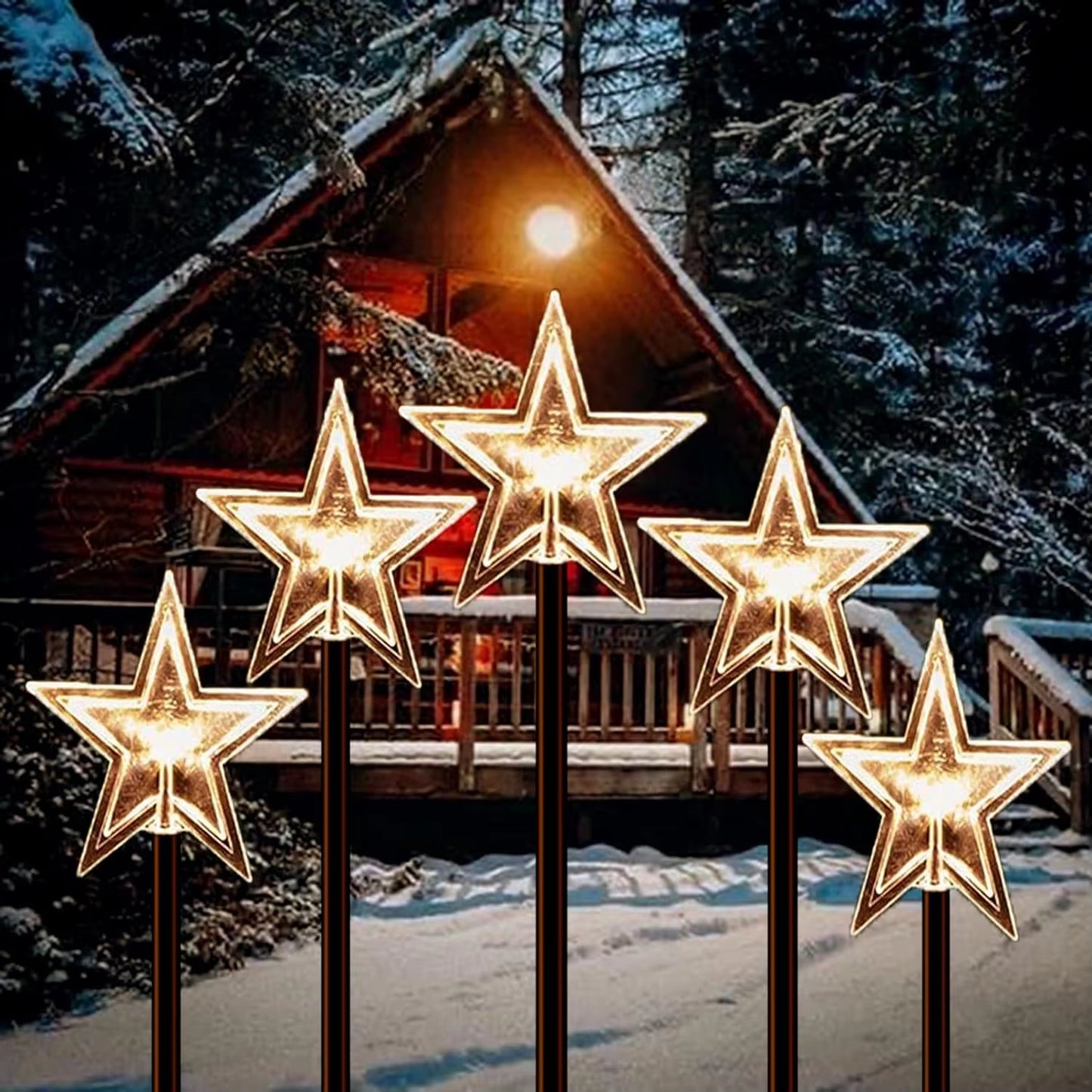 5PC Christmas Fawn Solar Stake Lights Waterproof Landscape Christmas Lights Pathway Christmas Decorations LED Lights Lawn 542