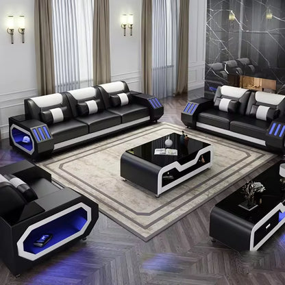 1+2+3 Full Set Genuine Leather Sofa Set Living Room Furniture Leather Sofa Furniture Sectional Sofa