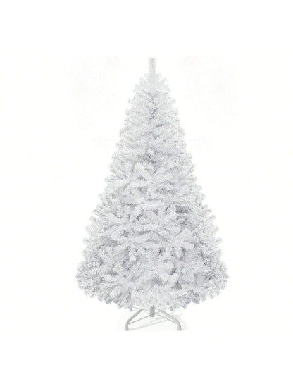 6Ft Spruce Artificial Christmas Tree, Holiday Christmas Pine Tree with 818 Branch Tips,Metal Hinges & Foldable Base, for Home, Office and Party Decor,White