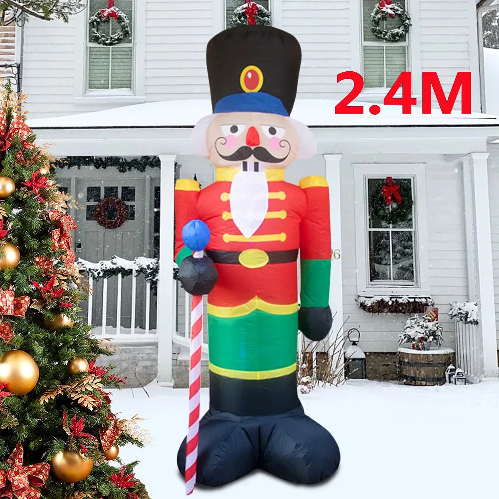 2.4M Inflatable Nutcracker Soldier Built-In LED Light Outdoors Christmas Decorations for Indoor Home Yard Garden Xmas Decoratio