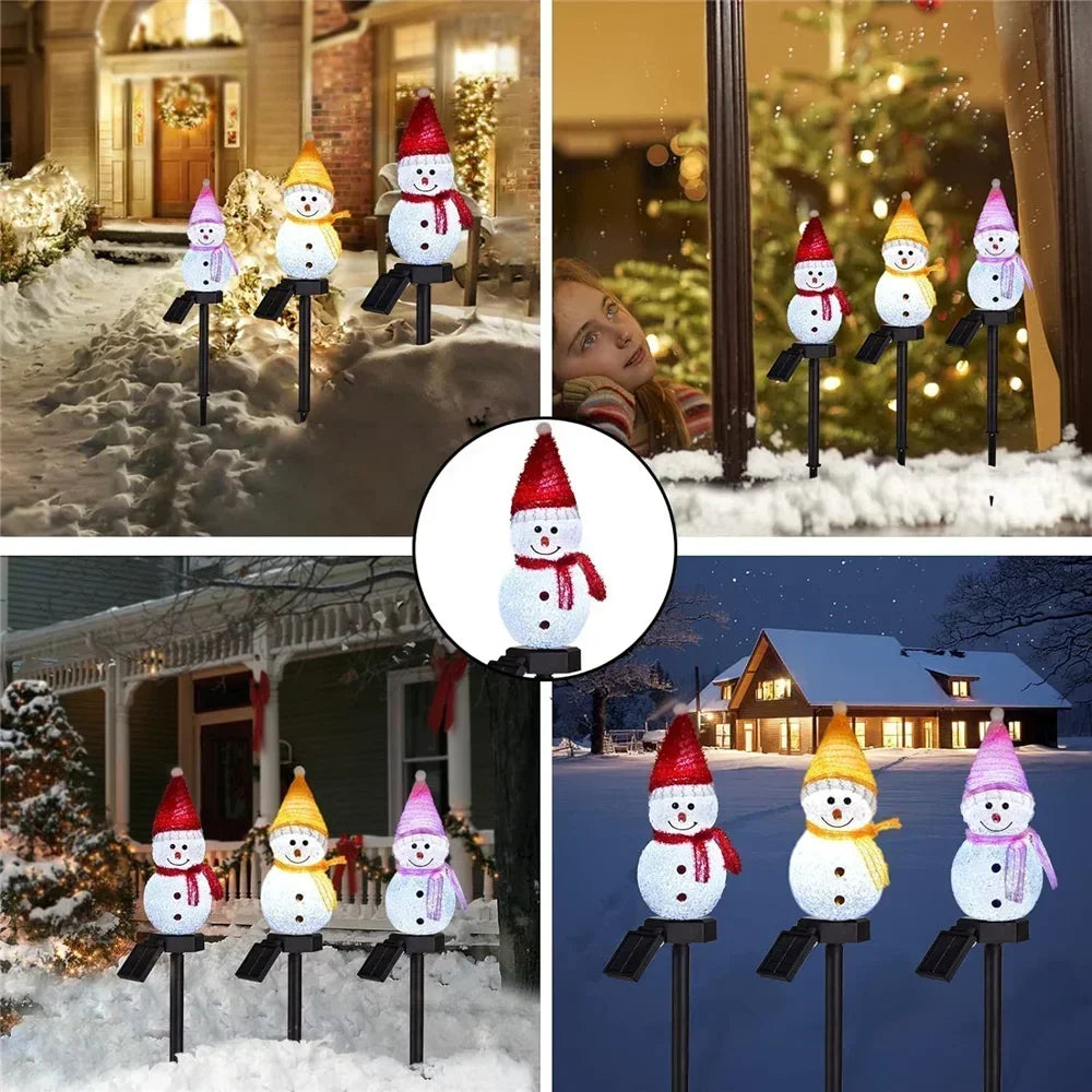 4/1Pcs Christmas Solar Power Snowman Light Outdoor Waterproof Lawn Lamps Garden Led Garland Yard Fence Light for Holiday Decor