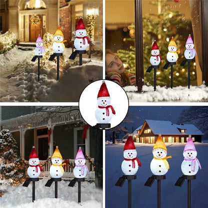 4/1Pcs Christmas Solar Power Snowman Light Outdoor Waterproof Lawn Lamps Garden Led Garland Yard Fence Light for Holiday Decor