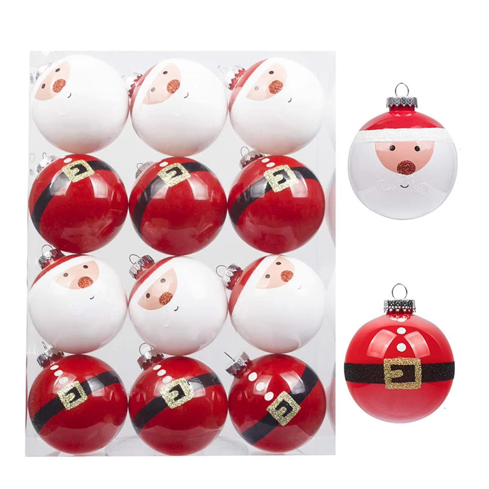 Red White Christmas Balls Christmas Tree Decorations 12Pcs Christmas Balls Christmas Ornaments Set for Christmas Tree Home