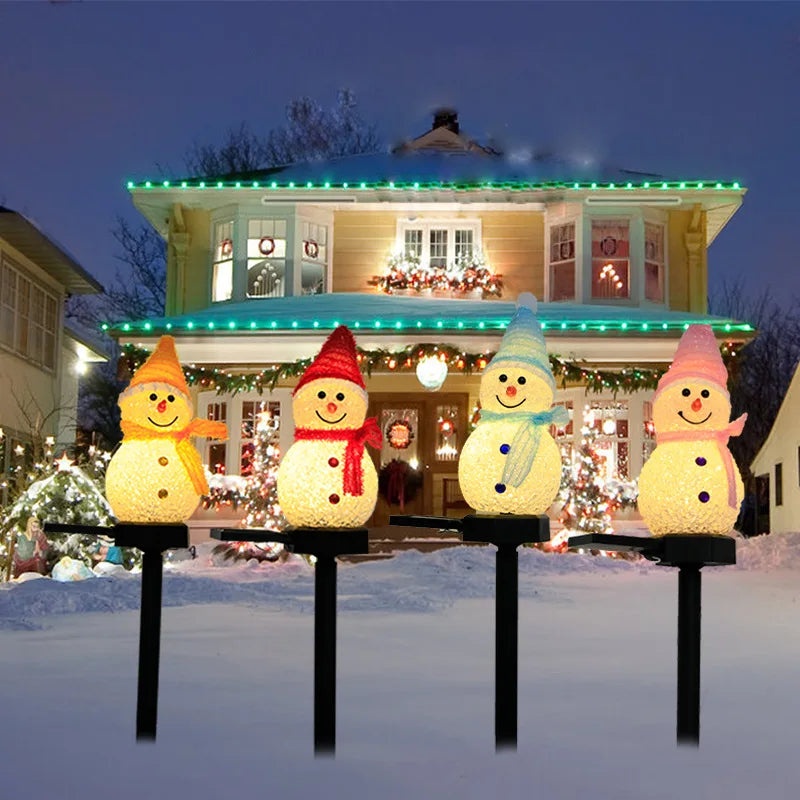 4/1Pcs Christmas Solar Power Snowman Light Outdoor Waterproof Lawn Lamps Garden Led Garland Yard Fence Light for Holiday Decor