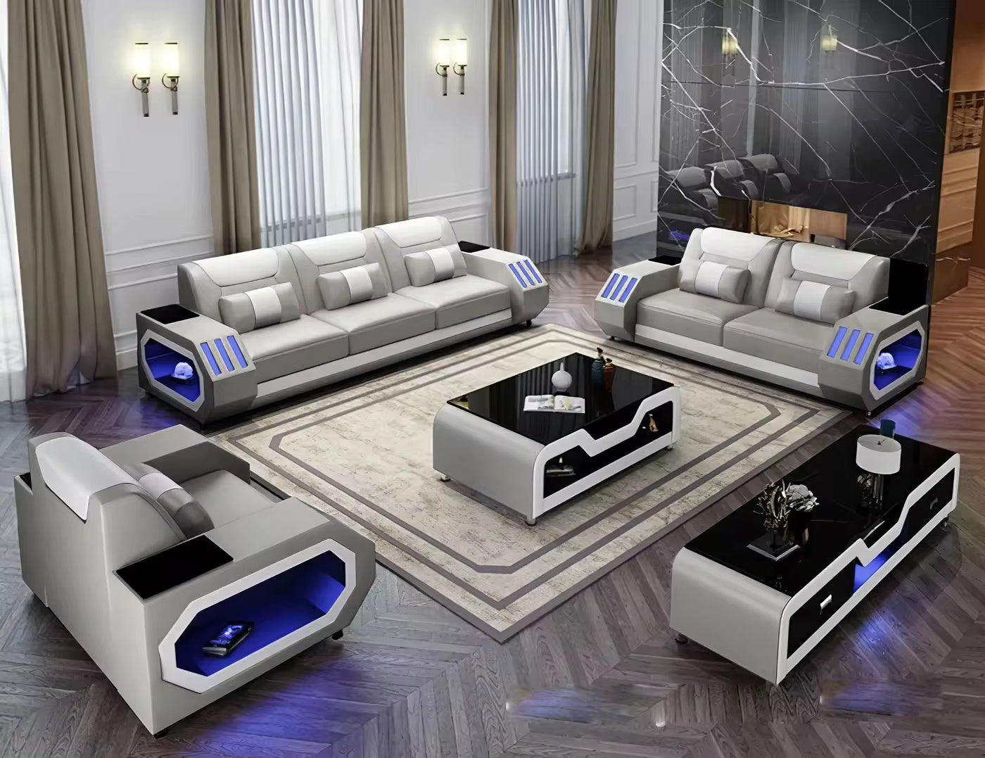 1+2+3 Full Set Genuine Leather Sofa Set Living Room Furniture Leather Sofa Furniture Sectional Sofa