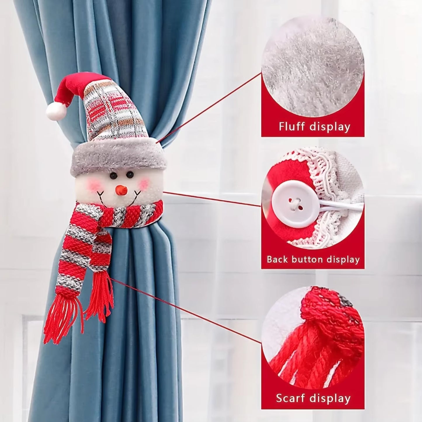 Christmas Snowman Curtain Buckle - Creative Home Window Decoration for the Holiday Season