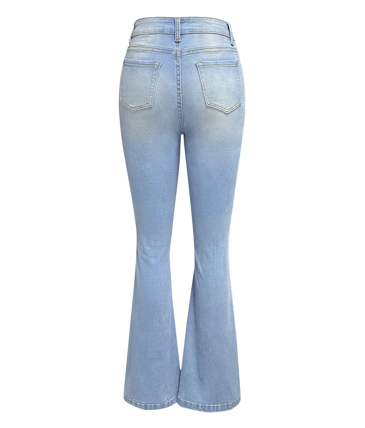 Blue Jeans for Women Pants Jeans Casual Long Flare Pants Slim High Waist Hole Denim Trousers Button Capris Y2K Spring 2024