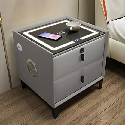 Smart Bedside Table Modern Simple Multi-Function Wireless Charging with Light Fingerprint Lock Bluetooth Audio