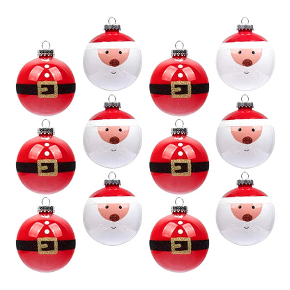 Red White Christmas Balls Christmas Tree Decorations 12Pcs Christmas Balls Christmas Ornaments Set for Christmas Tree Home