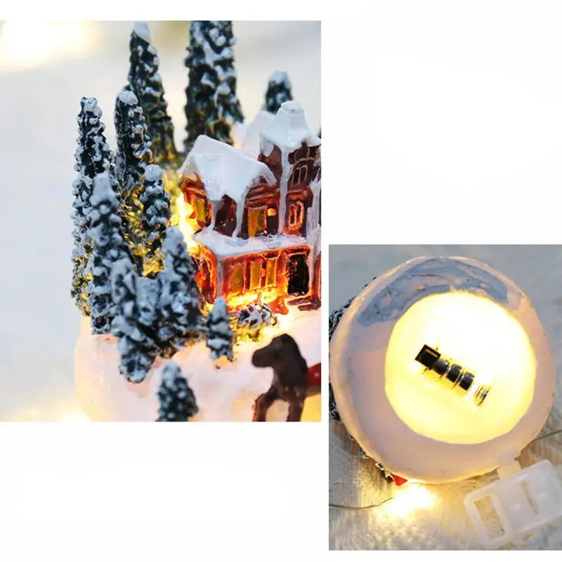 Christmas Decorations Resin Mini House Light up Village House Figurines Table Ornament for Christmas New Year Party Decoration