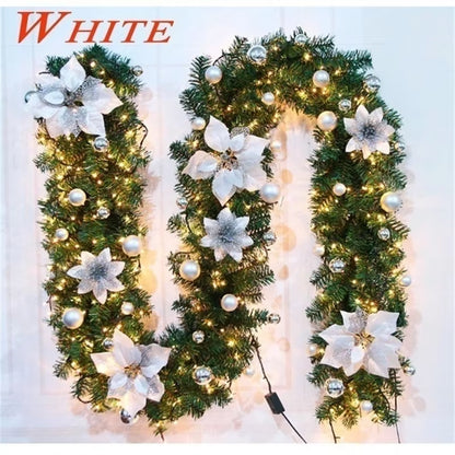 2.7M LED Light Christmas Rattan Wreath Luxury Christmas Decorations Garland Decoration Rattan with Lights Xmas Home Party