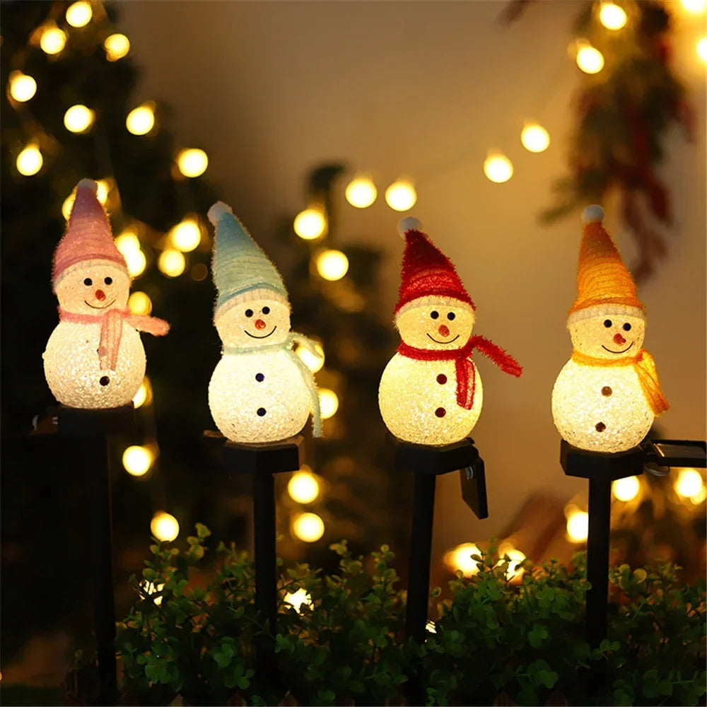 4/1Pcs Christmas Solar Power Snowman Light Outdoor Waterproof Lawn Lamps Garden Led Garland Yard Fence Light for Holiday Decor