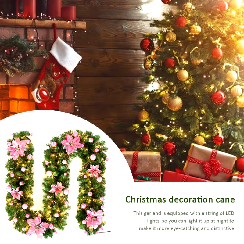 2.7M LED Light Christmas Rattan Wreath Luxury Christmas Decorations Garland Decoration Rattan with Lights Xmas Home Party