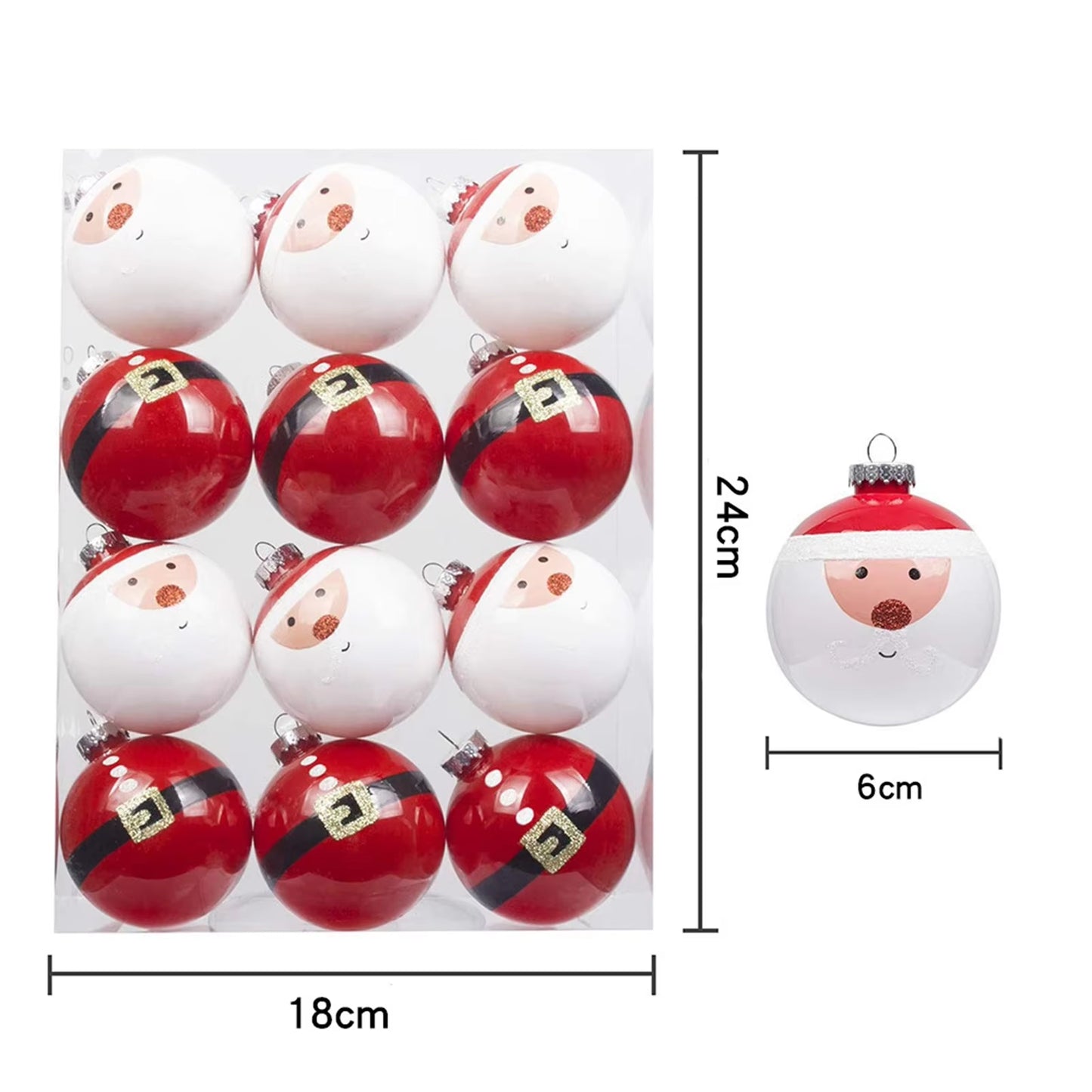 Red White Christmas Balls Christmas Tree Decorations 12Pcs Christmas Balls Christmas Ornaments Set for Christmas Tree Home