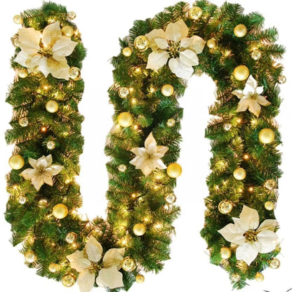 2.7M LED Light Christmas Rattan Wreath Luxury Christmas Decorations Garland Decoration Rattan with Lights Xmas Home Party