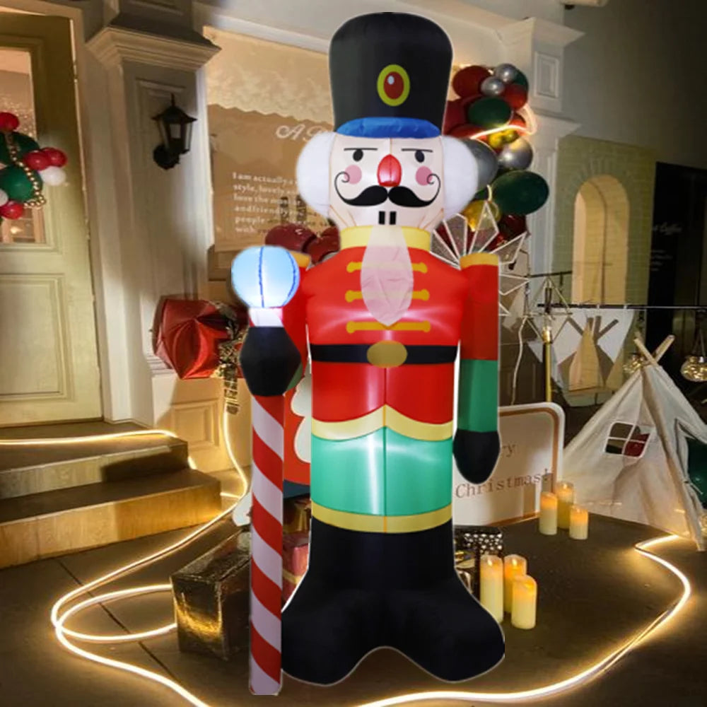 2.4M Inflatable Nutcracker Soldier Built-In LED Light Outdoors Christmas Decorations for Indoor Home Yard Garden Xmas Decoratio