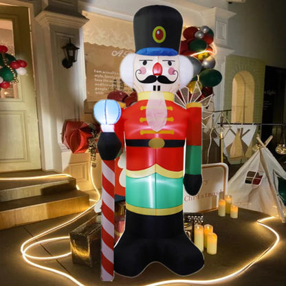 2.4M Inflatable Nutcracker Soldier Built-In LED Light Outdoors Christmas Decorations for Indoor Home Yard Garden Xmas Decoratio