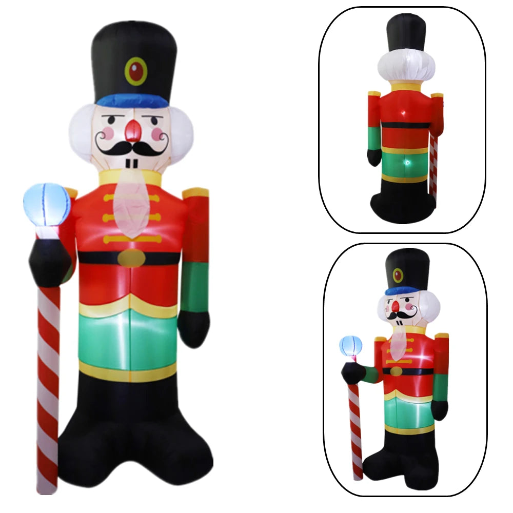 2.4M Inflatable Nutcracker Soldier Built-In LED Light Outdoors Christmas Decorations for Indoor Home Yard Garden Xmas Decoratio