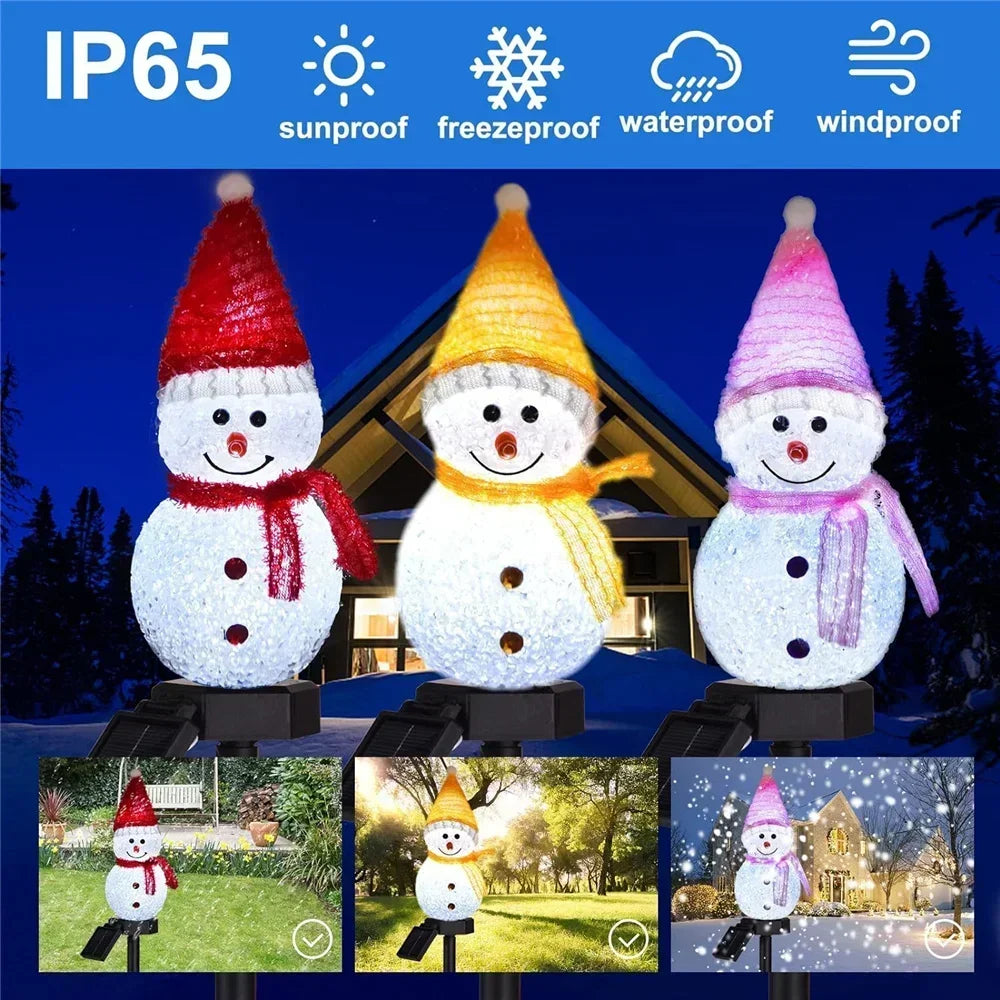 4/1Pcs Christmas Solar Power Snowman Light Outdoor Waterproof Lawn Lamps Garden Led Garland Yard Fence Light for Holiday Decor