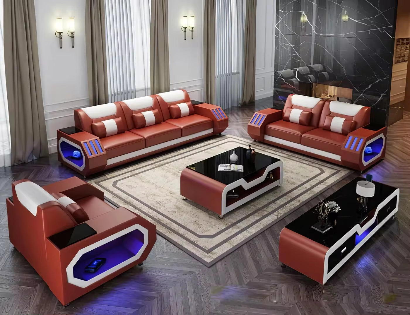 1+2+3 Full Set Genuine Leather Sofa Set Living Room Furniture Leather Sofa Furniture Sectional Sofa